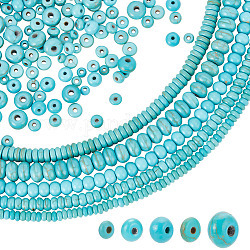 Arricraft 5 brins 5 styles brins de perles synthétiques turquoises, teinte, rondelle, turquoise, 4~8x2~5mm, Trou: 1mm, Environ 80~160 pcs/chapelet, 15~15.5 pouce (39.37~38.1 cm), 1 brin/style