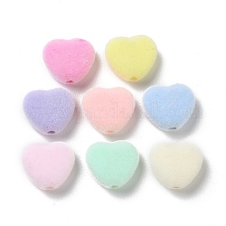 Branelli acrilici Flocky, cuore, colore misto, 11x13x5mm, Foro: 1.8 mm