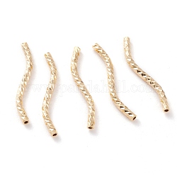 Brass Tube Beads, Long-Lasting Plated, Curved Beads, Real 24K Gold Plated, 20x1.5mm, Hole: 0.8mm