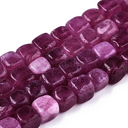 Natural Dolomite Beads Strands, Dyed, Cube, Purple, 7~8x7~8x7~8mm,  Hole: 1.2mm, about 50~52pcs/strand, 14.76 inch~15.35 inch(37.5cm~39cm)