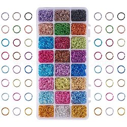 Pandahall 1 коробка (около 2640 шт.) красочные алюминиевые проволочные открытые прыжковые кольца для аксессуаров для изготовления украшений, разноцветные, 8x1 мм, 6 мм внутренним диаметром