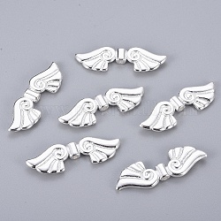 Alloy Beads, Cadmium Free & Lead Free, Wings, Silver Color Plated, 14x44x5mm, Hole: 1.5mm