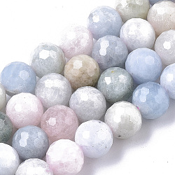 Chapelets de perles en morganite naturelle, facette, ronde, 8mm, Trou: 1mm, Environ 51 pcs/chapelet, 20.08 pouce (51 m)