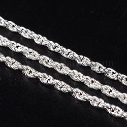 Iron Rope Chains, Unwelded, Silver Color Plated, with Spool, Link: 2mm, Wire: 0.45mm thick, Chain: 3mm thick, about 328.08 Feet(100m)/roll