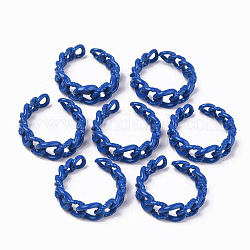 Anelli per polsini in lega verniciati a spruzzo, anelli aperti,  cadmio& piombo libero, forma della catena del bordo, blu, misura degli stati uniti 5 1/2 (16.1mm)