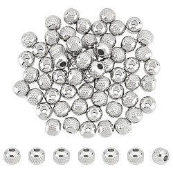 Unicraftale 60Pcs 304 Stainless Steel Beads, Round with Corrugated, Stainless Steel Color, 8x7mm, Hole: 2.5mm