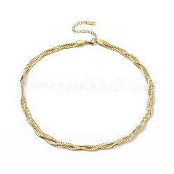 304 женское плетеное ожерелье из кубинских звеньев из нержавеющей стали, золотые, 16.14~16.85 дюйм (41~42.8 см)