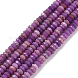 Fili di perle di pietra mica naturale di lepidolite / viola, sfaccettato, rondelle, 4x2mm, Foro: 0.7 mm, circa 157pcs/filo, 15.55 pollice (39.5 cm)