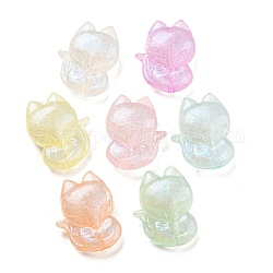 Luminous Acrylic Beads, Glitter Beads, Glow in the Dark, Fox, Mixed Color, 25x19.5x9.5mm, Hole: 2mm, about 230pcs/500g