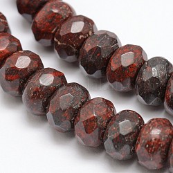 Faceted Natural Brecciated Jasper Rondelle Beads Strands, 8x5mm, Hole: 1mm, about 76pcs/strand, 15.2 inch
