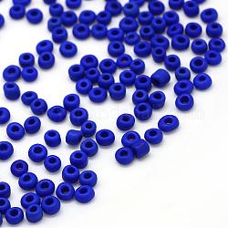 Bereift opaken Glasperlen, Runde, Blau, 2x1~2 mm, Bohrung: 0.5 mm, ca. 30000 Stk. / Beutel, 440~450 g / Beutel