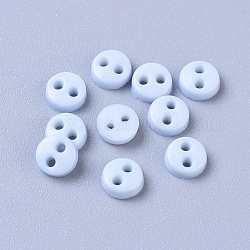 Petit bouton en nylon, micro boutons, boutons de couture, 2-trou, lumière bleu ciel, 4.5x1.5mm, Trou: 0.8mm