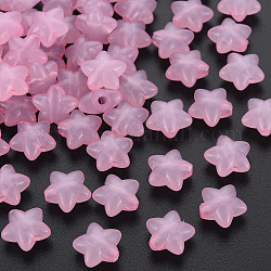 Abalorios de acrílico transparentes, jalea de imitación, estrella, rosa, 10x10.5x6mm, agujero: 1.6 mm