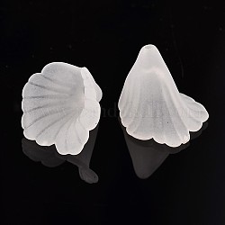 Transparent gefrostetem Acryl Blumen Perlen, ca. 20 mm breit, 20 mm lang, 2 mm dick, Bohrung: 1.5 mm