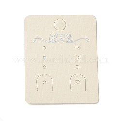 Rectangle Paper Earring Display Cards, Jewelry Display Cards for Earring Storage, Old Lace, 6x4.8x0.05cm, Hole: 8mm and 2mm
