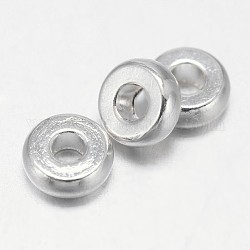 Flat Round Brass Spacer Beads, Silver Color Plated, 6x2mm, Hole:1.8mm
