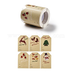 Pegatinas de rollo de polígono con temas navideños, Etiquetas autoadhesivas de etiquetas de regalo de papel, para la fiesta, Regalos decorativos, 75x50x0.1mm, acerca 250pcs / rollo
