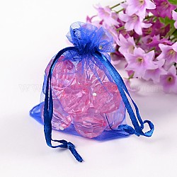 Organza Gift Bags, with Drawstring and Sparkling Dots, Royal Blue, 9x7cm