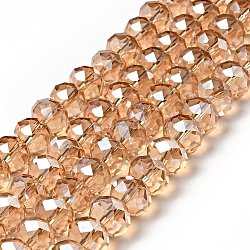 Perles en rondelles facettées en verre d'imitation cristal autrichien manuelles, chameau, 12x8mm, Trou: 1mm, Environ 72 pcs/chapelet