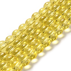 Drawbench Transparent Glass Beads Strands, Spray Painted, Round, Goldenrod, 8mm, Hole: 1.3~1.6mm, 31.4 inch