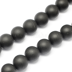 Hilos de abalorios de piedra negro naturales, redondo, negro, 14mm, agujero: 2 mm, aproximamente 28 pcs / cadena, 15.7 pulgada
