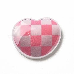 Непрозрачные акриловый кабошоны, сердце с тартаном, 12x14x2.5 мм
