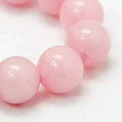 Chapelets de perles rondes en jade de Mashan naturelle, teinte, rose, 12mm, Trou: 1mm, Environ 34 pcs/chapelet, 15.7 pouce