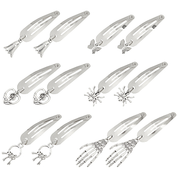 CRASPIRE 6 Pairs 6 Styles Alloy Snap Hair Clips for Woman Girls OHAR-CP0001-12