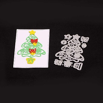 Cadre de thème de noël coupe en acier au carbone meurt pochoirs, pour bricolage scrapbooking / album photo, carte de papier de bricolage décoratif, arbre de Noël, mat couleur platine, 78x47.5x0.8mm