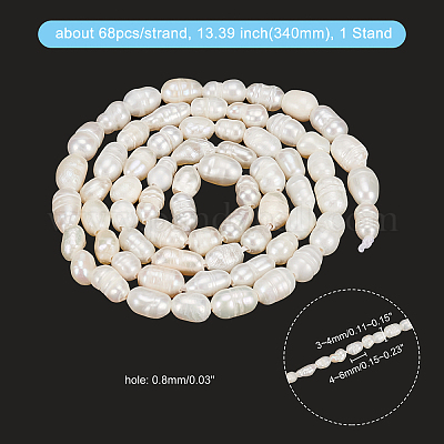 NBEADS 2 fili 49pz/filo di Perle D'Acqua Dolce Coltivate Naturali, 4~5mm Perle  D'Acqua Dolce Ovali Naturali per Artigianato Fai Da Te Che Fanno Gioielli  Bracciali Collane Orecchini, Riso, Bianco Crema : 