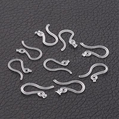 Plastic Earring Hooks, Ear Wire, with Horizontal Loop, Clear