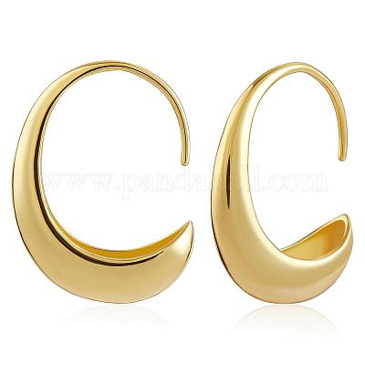 Crescent Hoops Statement Earrings - White & Gold