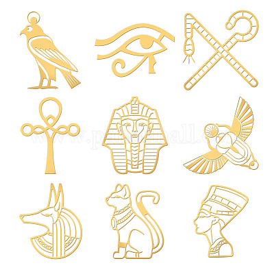 Wholesale OLYCRAFT 9 Pcs Sacred Geometry Stickers Egyptian Pattern Decals  Stickers Pharaohs Pattern Gold Metal Sticker Metal Resin Filler for DIY Scrapbooks  Resin Crafts Phone Decorations 1.6x1.6 inch 