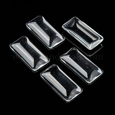 Cabochons de verre transparent de rectangle&nbsp;GGLA-R025-38x19-1