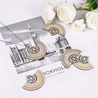Gros pendentifs en bois non teint&nbsp;WOOD-PH0008-37-1