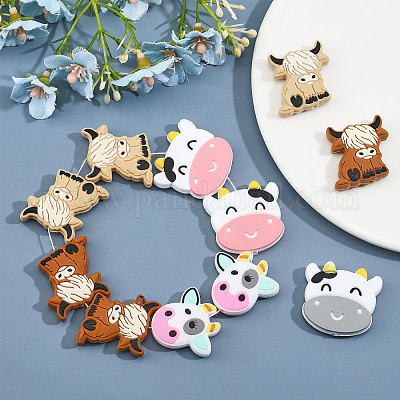 Wholesale GLOBLELAND 20Pcs Cow Silicone Beads Animals Silicone Focal Beads  Cow Print Silicone Loose Beads with Plastic Bead Container for Necklace  Bracelet Earring Jewelry Making 