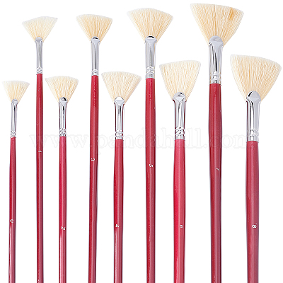 Oil Acrylic Paint Brushes Artist Fan Paint Brush Set Hog Bristle