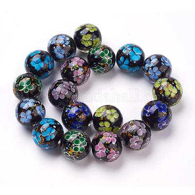 Handgefertigte Innen Blumen Glasperlen Stränge&nbsp;LAMP-L072-D08-1