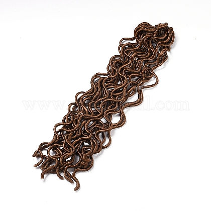 カーリーフェイクlocsかぎ針編みの髪  合成編組ヘアエクステンション  耐熱高温繊維  長い＆縮毛  明るい茶色  20インチ（50.8cm） OHAR-G005-24B-1