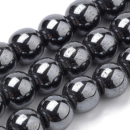 Non-magnetic Synthetic Hematite Beads Strands G-S259-44-4mm-1