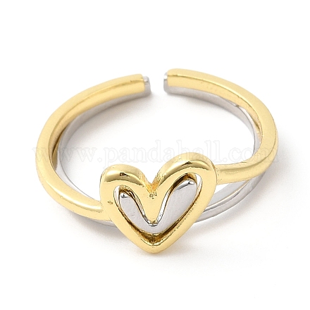 Set di anelli per polsini aperti a forma di cuore in ottone con placcatura a cremagliera in stile 2 pz RJEW-R137-03-1