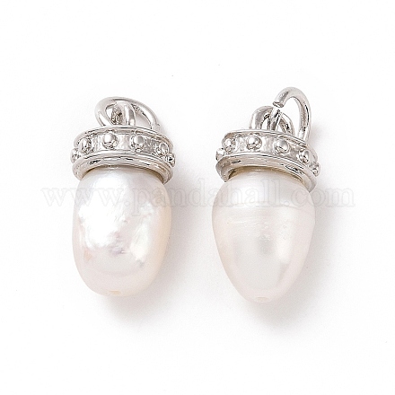 Ciondoli con perle di conchiglia placcate in cremagliera ZIRC-C042-16P-1