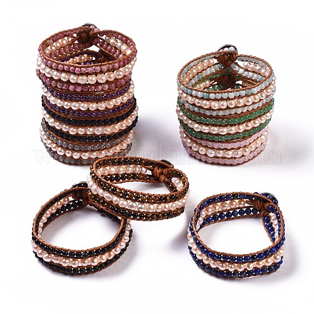 Bracelets de cordon en perles mélangées de pierres précieuses naturelles BJEW-K214-A-1
