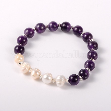 Natural Gemstone Beads Stretch Bracelets BJEW-JB01614-02-1