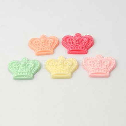 Mixed Color Resin Crown Cabochons X-CRES-I005-M-1