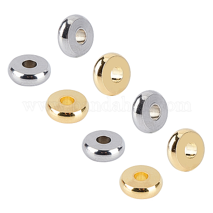 Unicraftale alrededor de 100 piezas 2 colores cuentas espaciadoras redondas de 6 mm cuentas sueltas de acero inoxidable 1.8 mm espaciadores de cuentas de agujero pequeño sin plomo para hacer joyas de oro STAS-UN0011-74-1