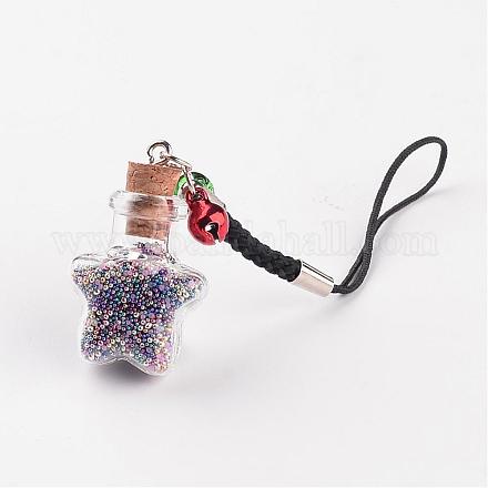 Star Glass Bottle with Glass Caviar Nail Beads inside Phone Mobile Accessories HJEW-JM00188-05-1