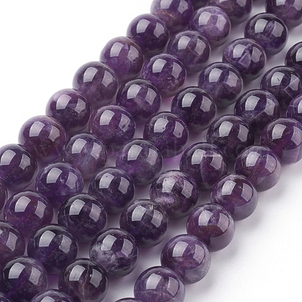 Chapelets de perles en améthyste naturelle G-G099-10mm-1-1