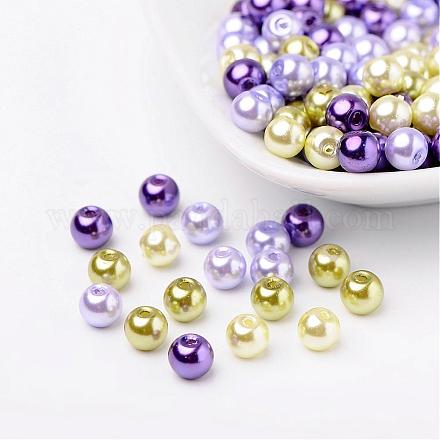 Lavande jardin perles perles nacrées mélange de verre HY-X006-6mm-08-1