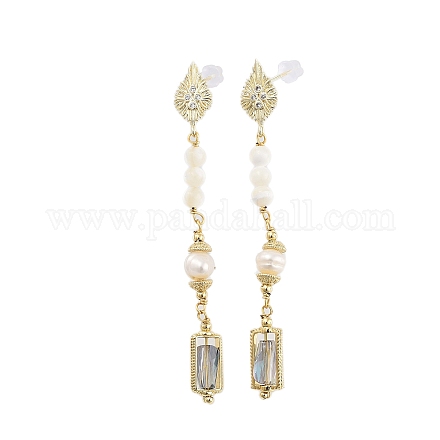 Boucles d'oreille en perles naturelles EJEW-P256-26G-1